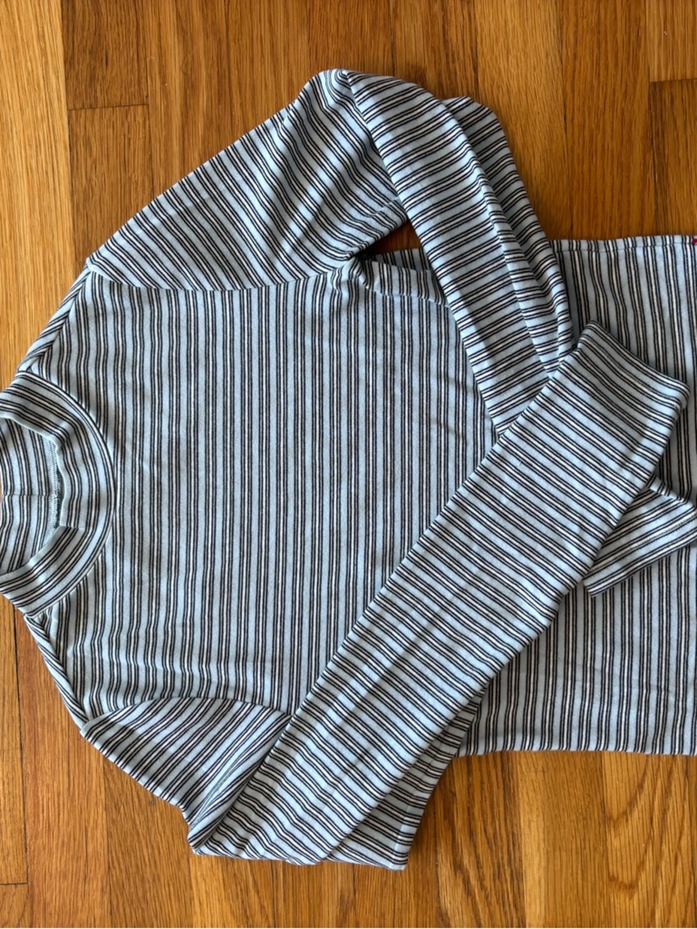 Levi's Light Blue and Black Striped Mock Neck Long Sleeve Top